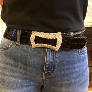 Vintage CROC BELT with MAGNIFICENT BUCKLE